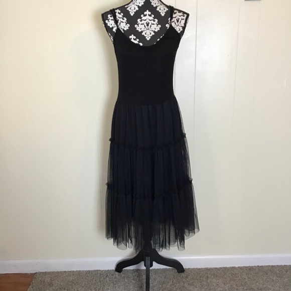 black dress with tulle bottom